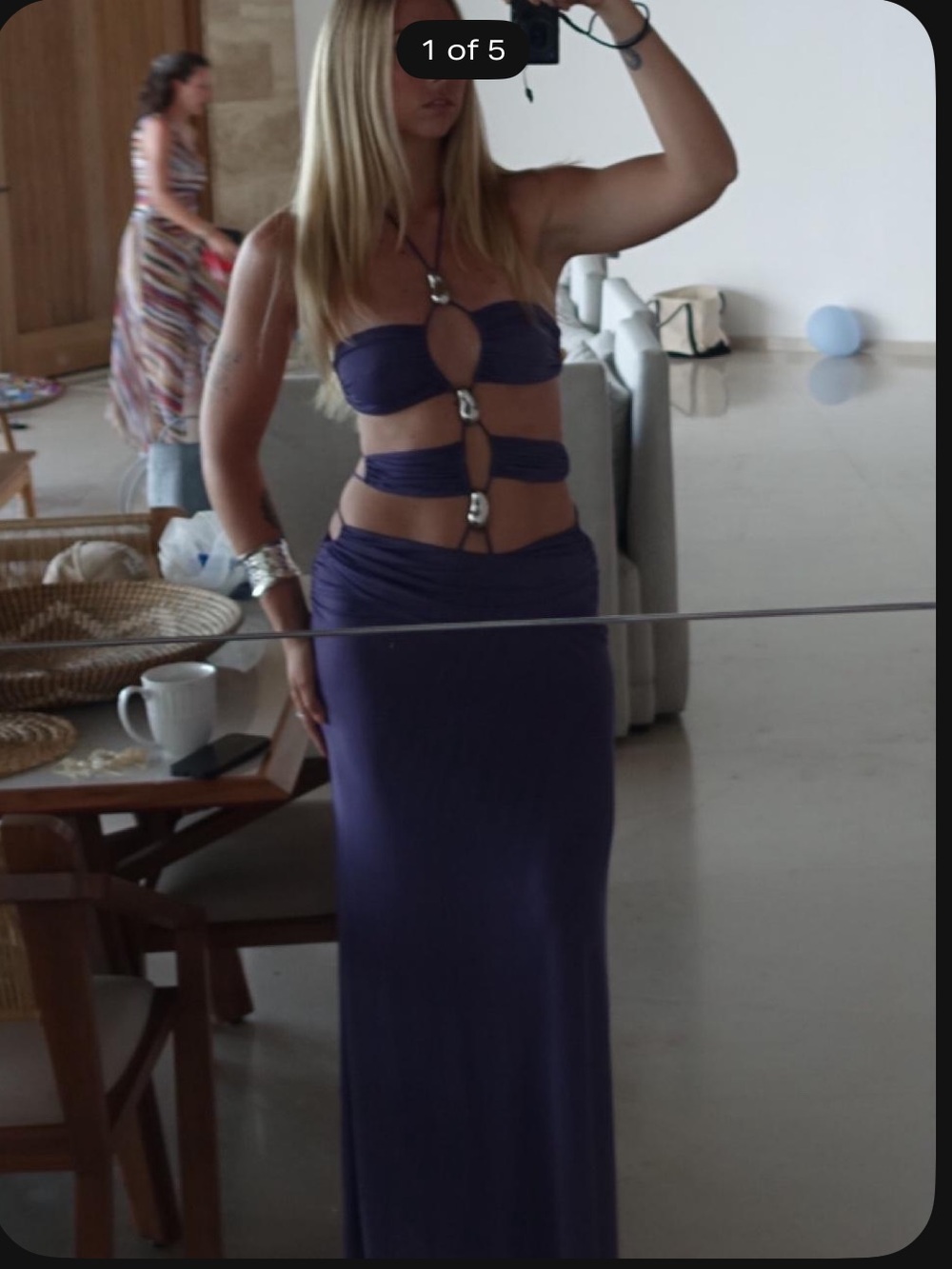 Purple Jaded London Cutout Maxi Dress with Silver Hardware